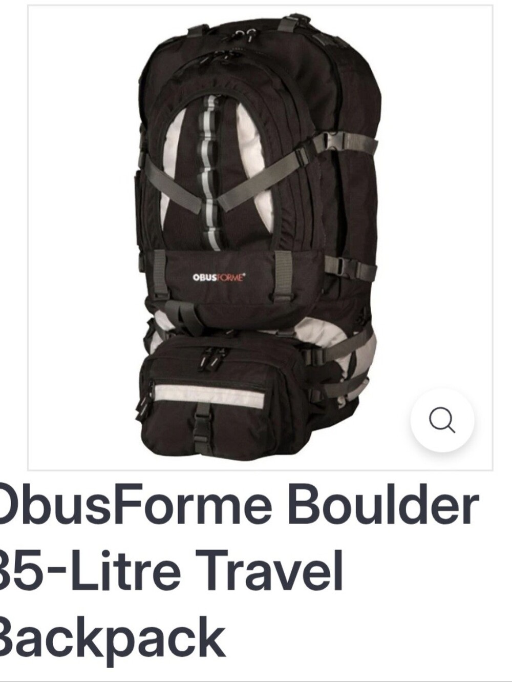 Black 35L Boulder Travel Backpack